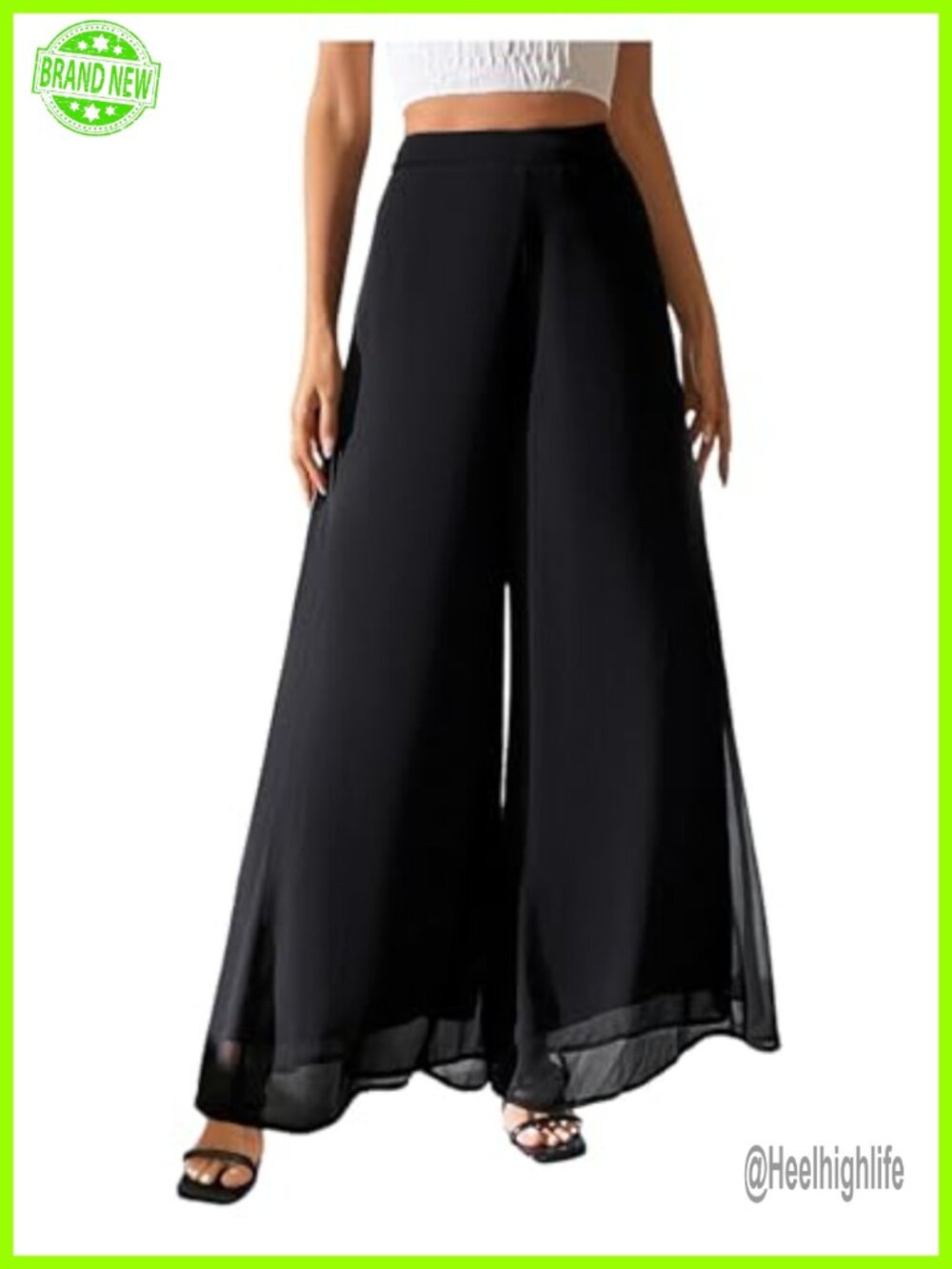 SHENHE Chiffon Flowy Palazzo Pants High Waisted Wide Leg Dressy Trousers